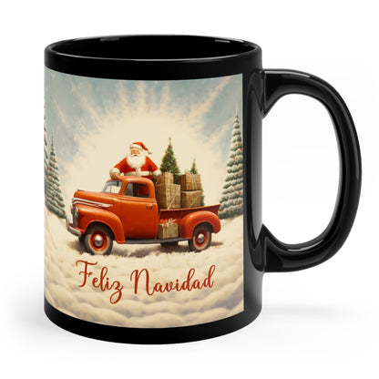 Santa and Red Truck Feliz Navidad Coffee Mug Ceramic Feliz Navidad Santa Truck Christmas Coffee Mugs