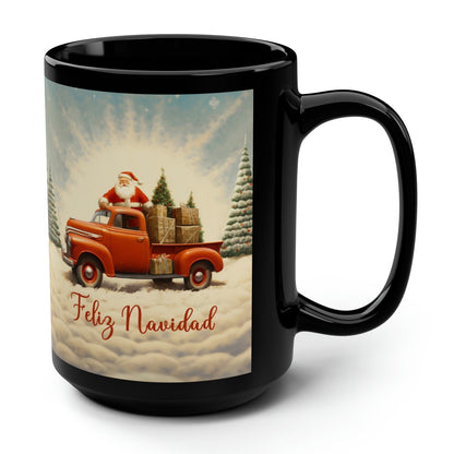 Santa and Red Truck Feliz Navidad Coffee Mug Ceramic Feliz Navidad Santa Truck Christmas Coffee Mugs