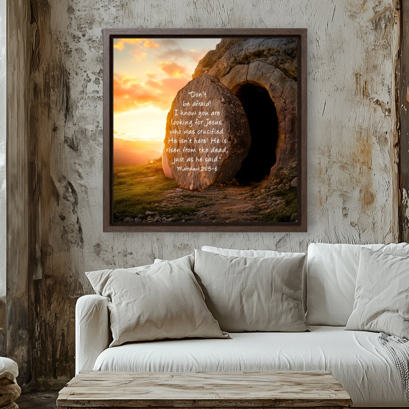 Matthew 28:5-6 scripture quote artwork