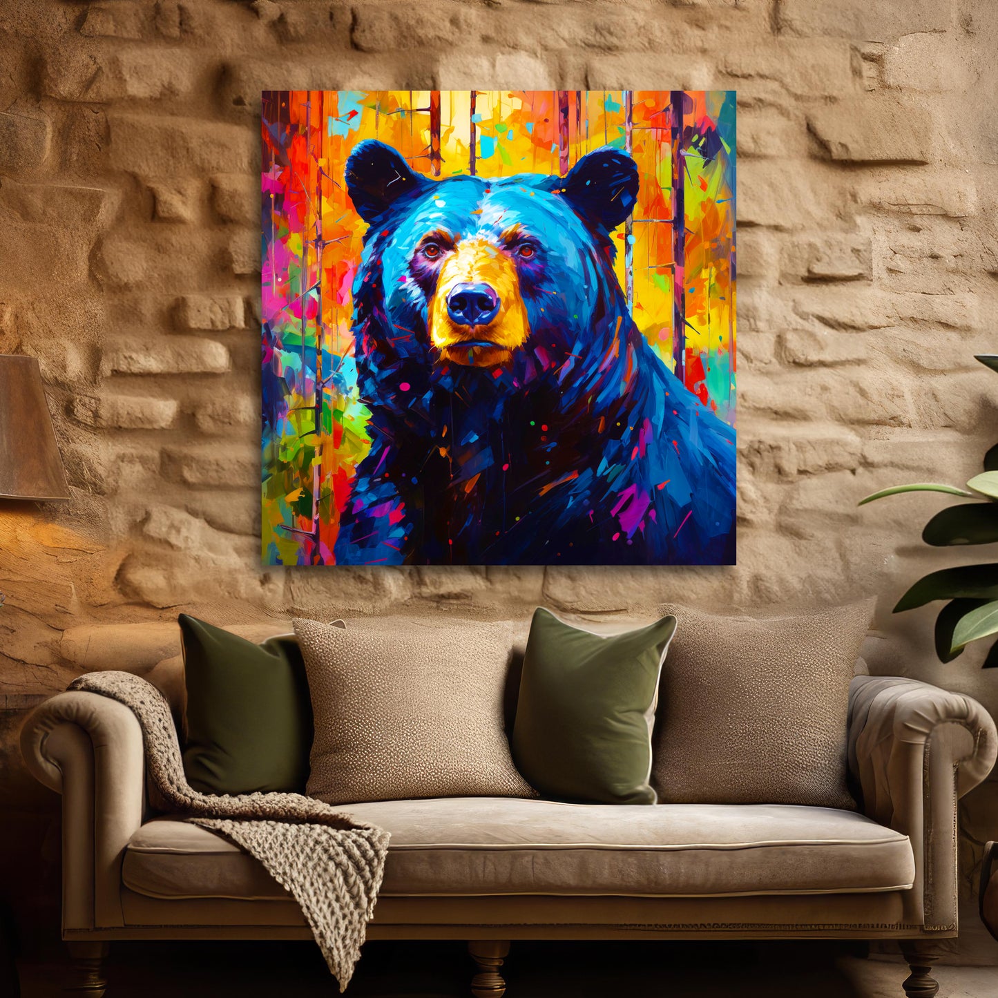 aesthetic black bear wall decor painting