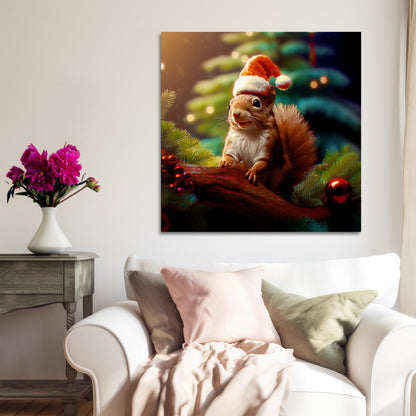 aesthetic Christmas Squirrel canvas print painting