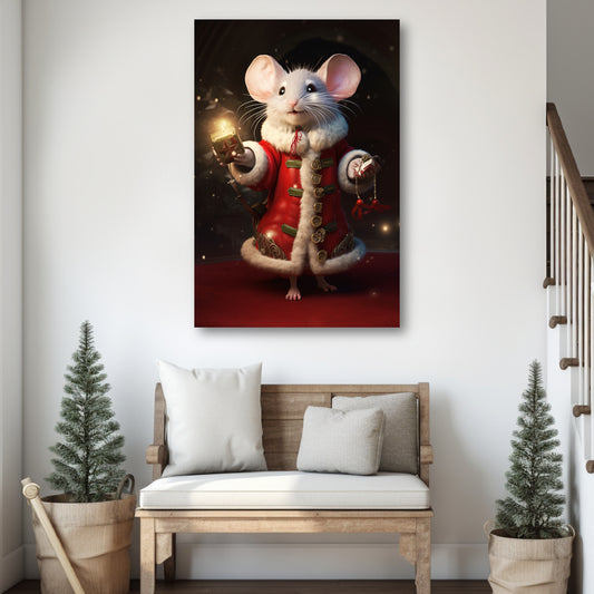 Christmas mouse canvas print, Christmas wall decor ideas