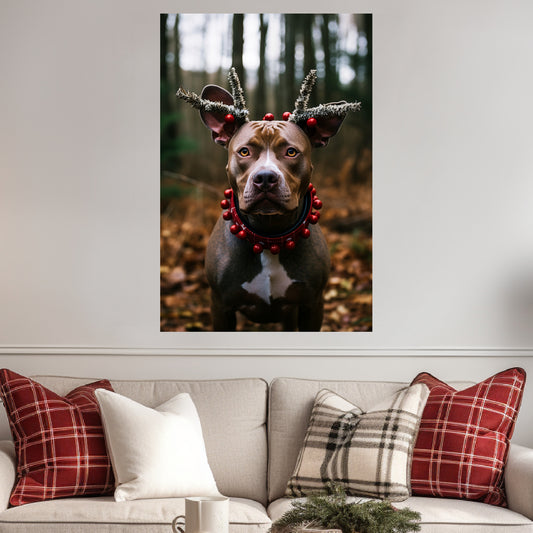 Christmas Pit Bull canvas print