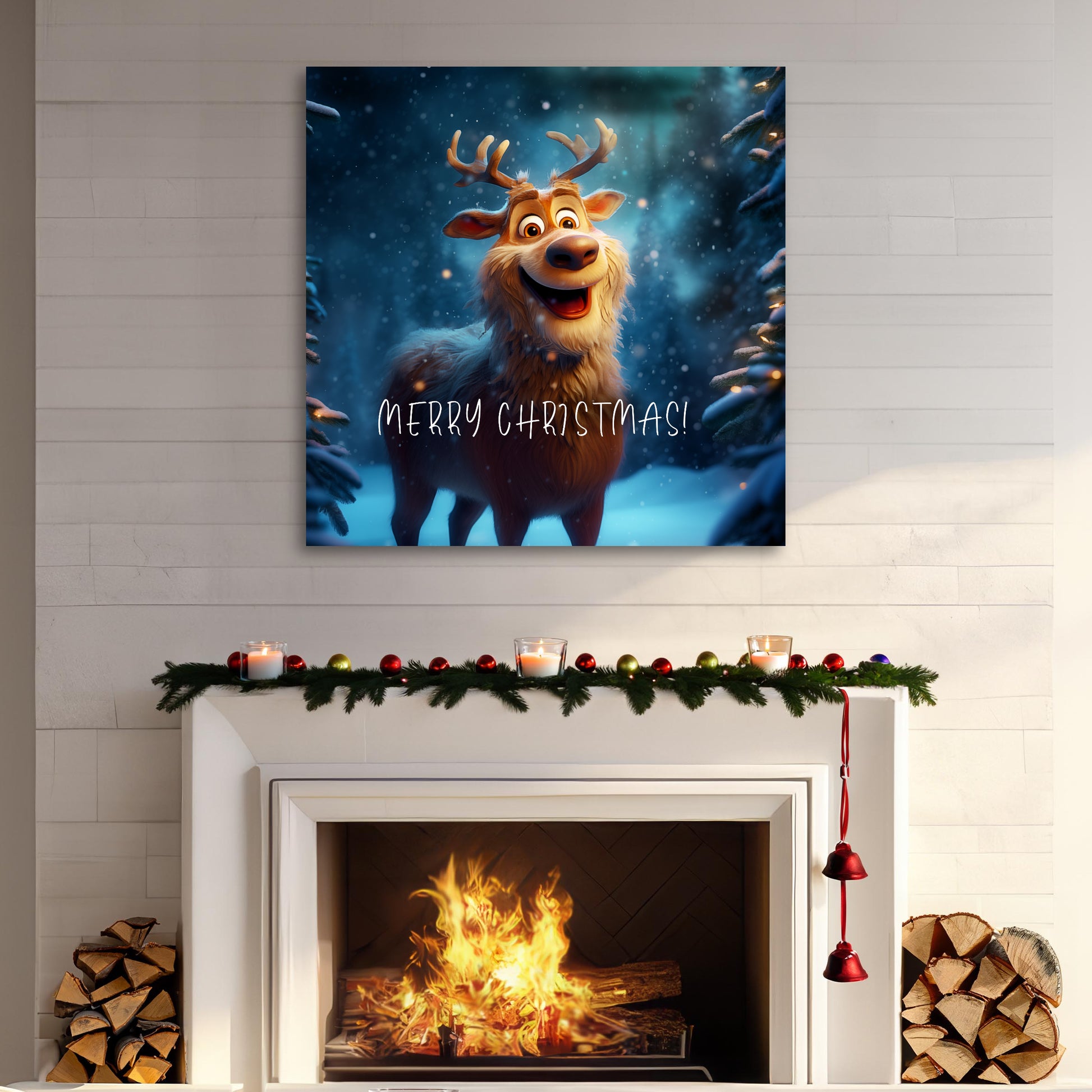 merry Christmas Reindeer canvas print