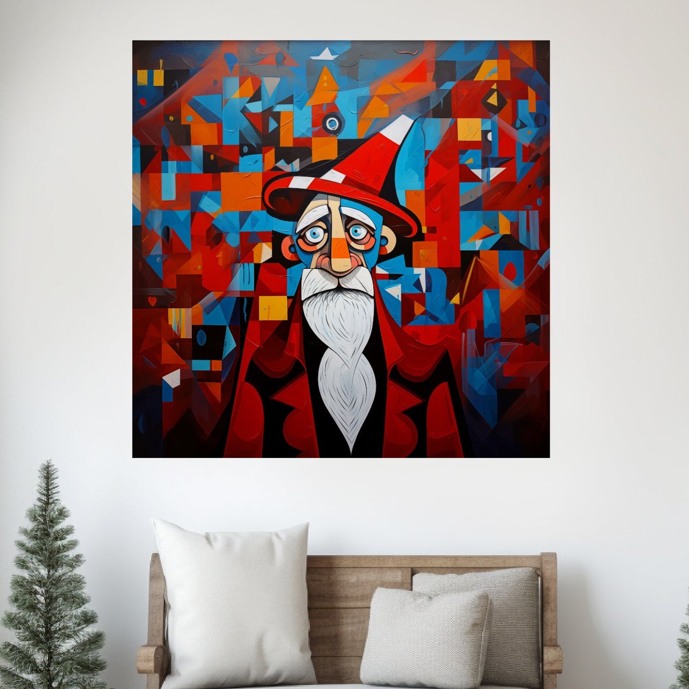 Picasso style Santa Claus stretched canvas prints