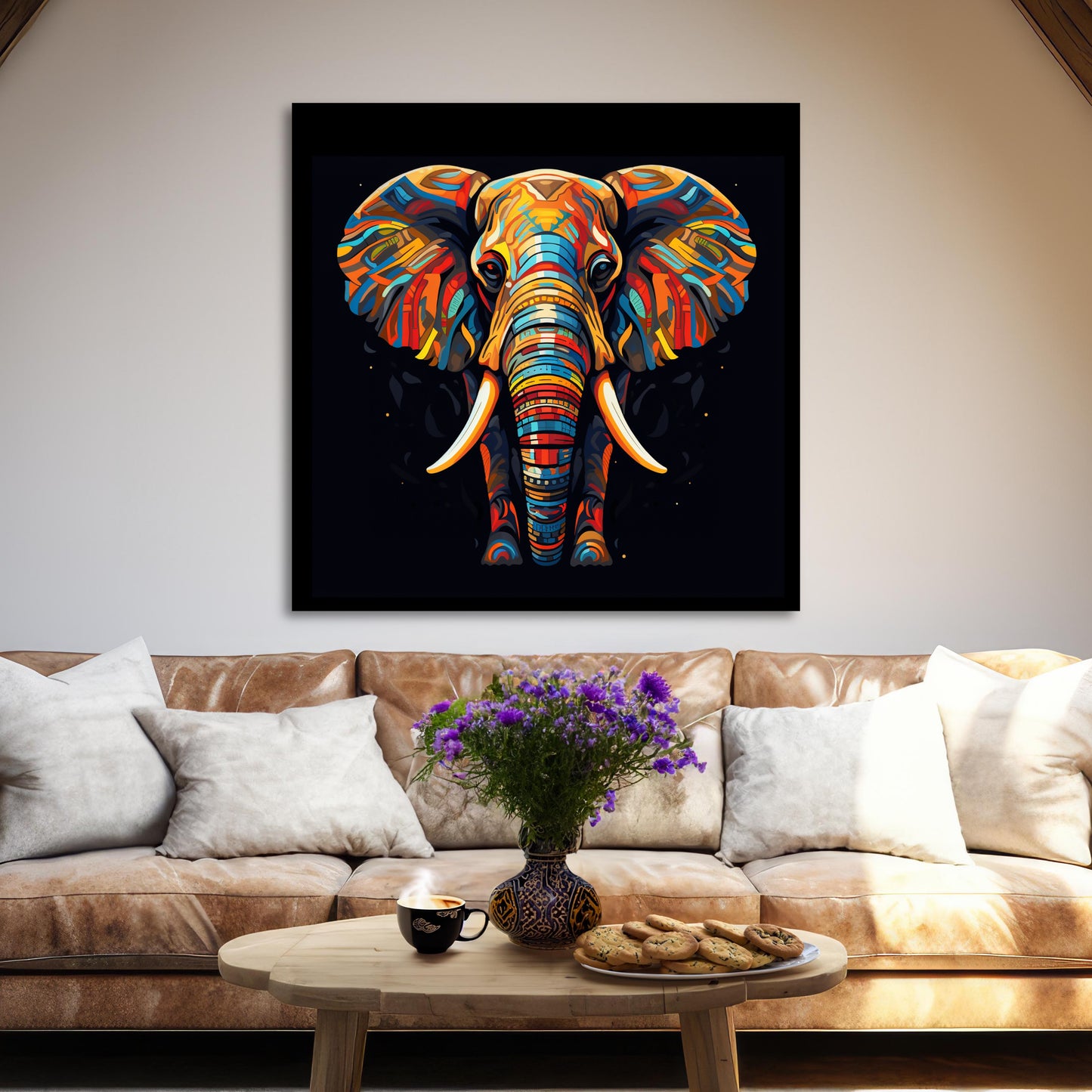 art deco elephant wall decor painting