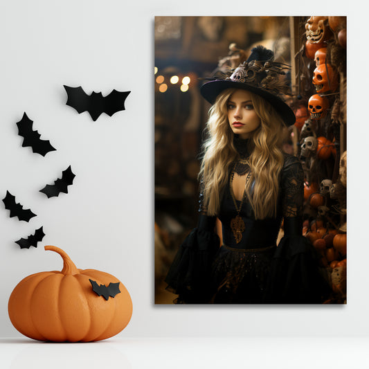 pretty witch canvas print, aesthetic halloween witch canvas prints