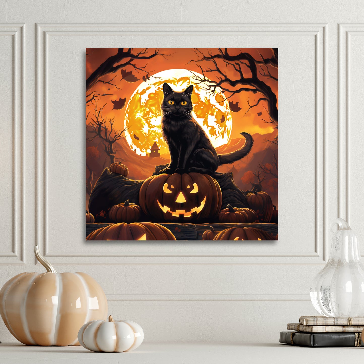 Halloween black cat aesthetic wall decor