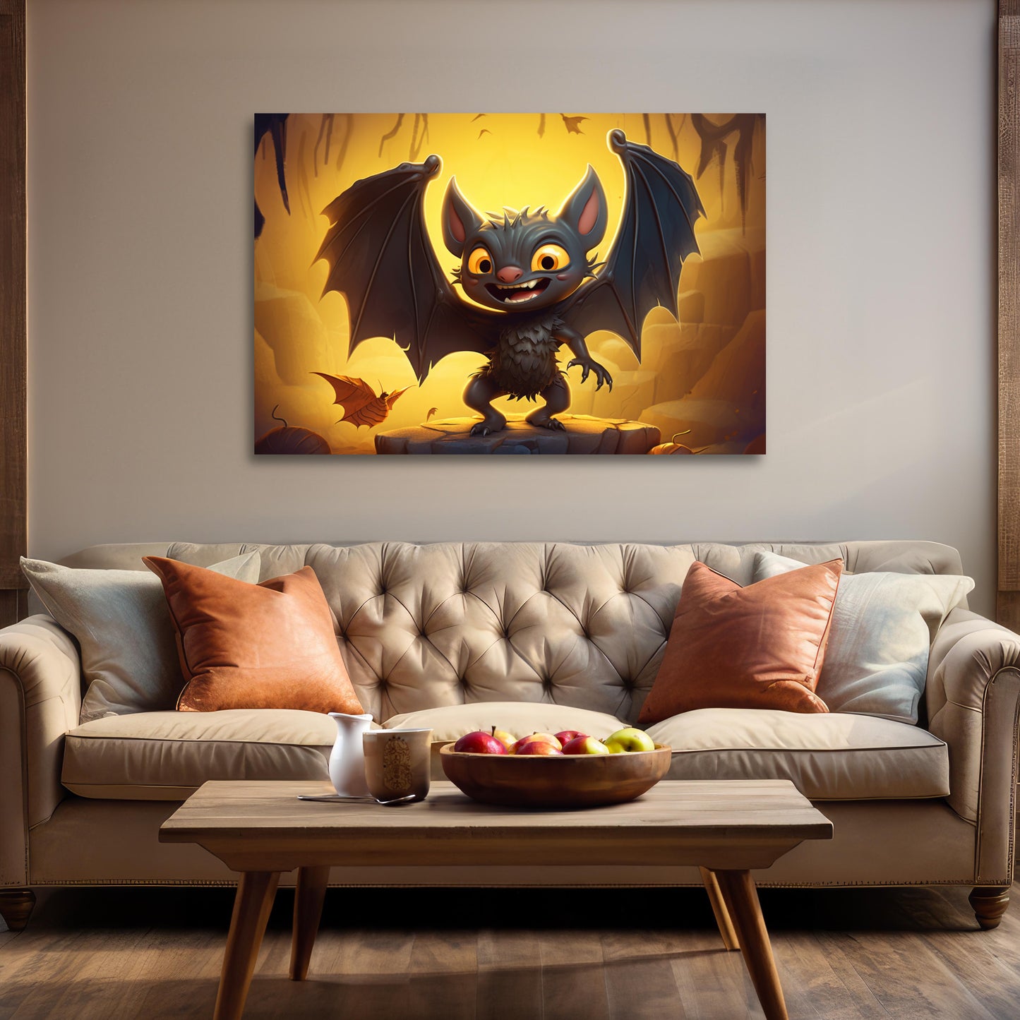 aesthetic Halloween cartoon bat wall decor, halloween cartoon bat art