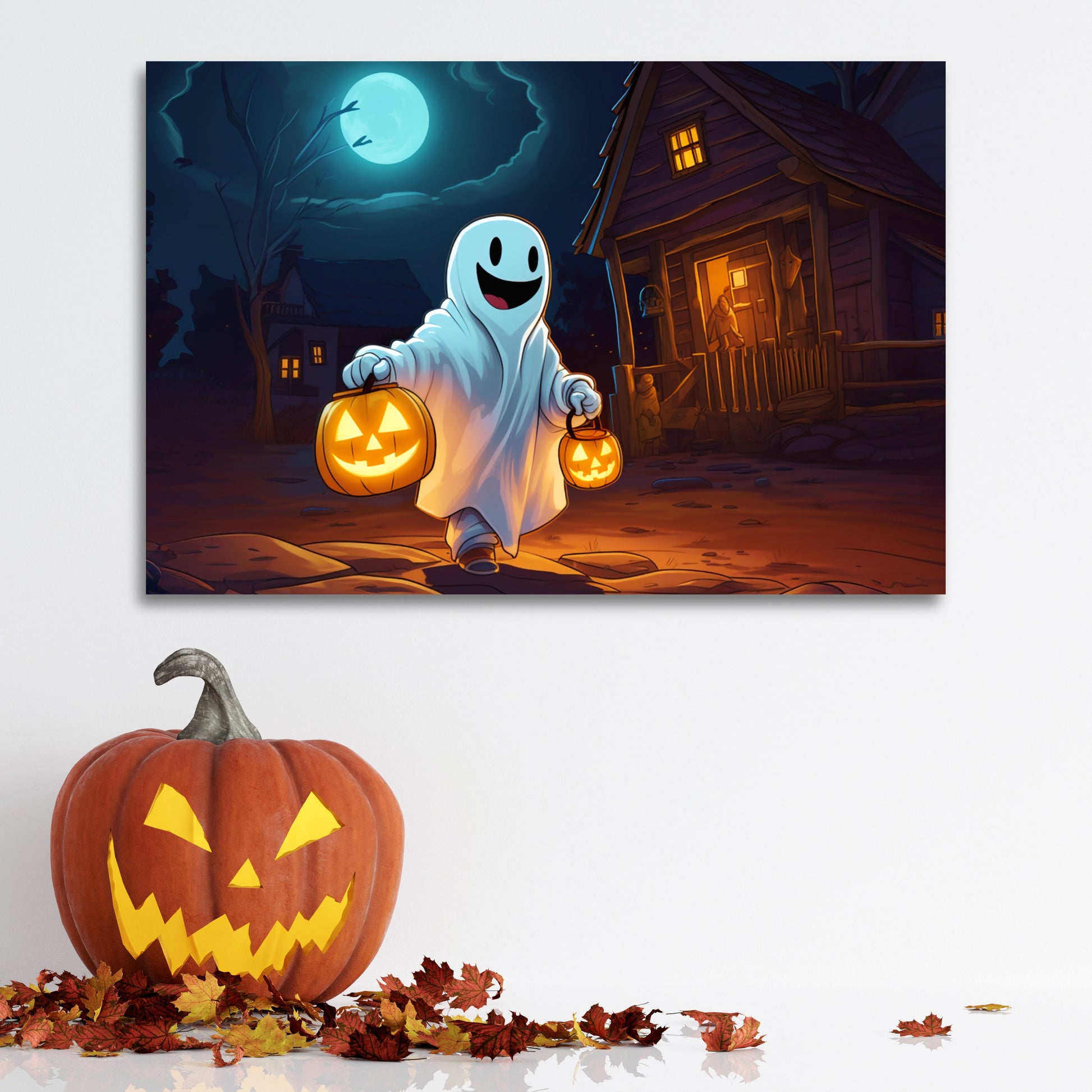 aesthetic halloween ghost canvas print