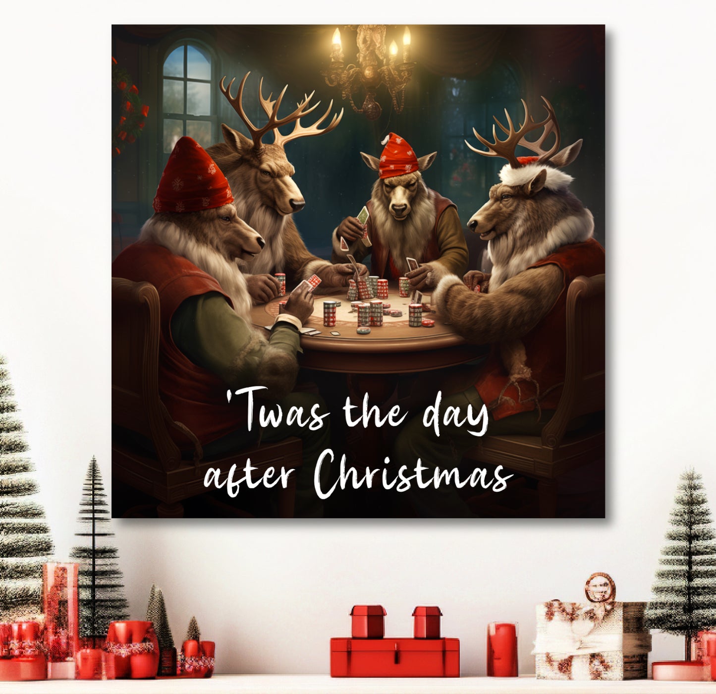 Reindeer Playing Poker canvas print