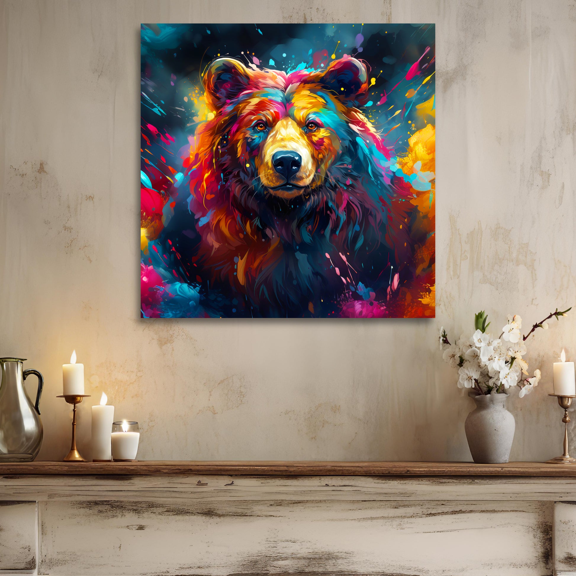 modern art black bear canvas print picture
