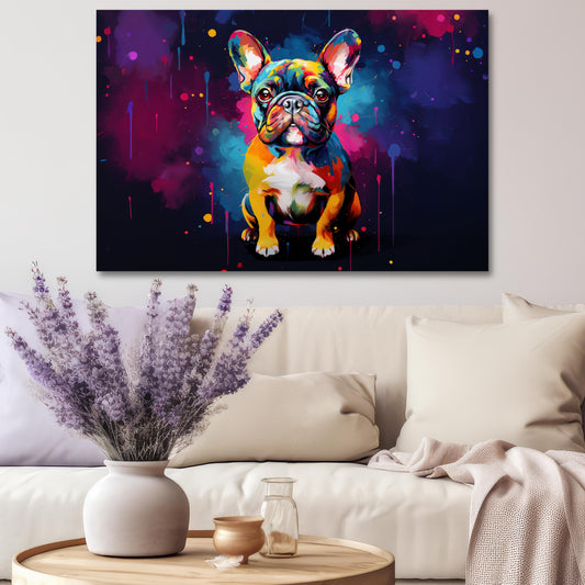 aesthetic bulldog wall decor painting art, aesthetic modern bulldog art