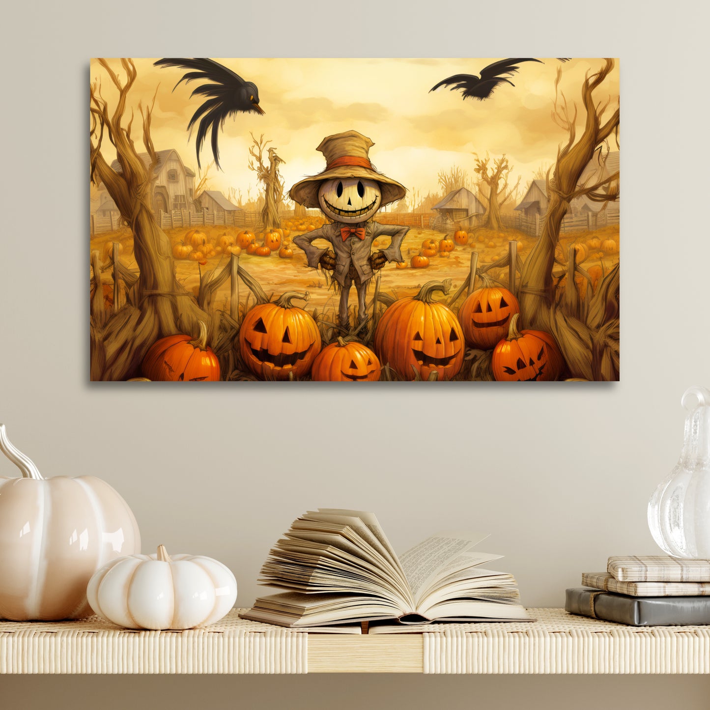 aesthetic Halloween cute scarecrow wall decor