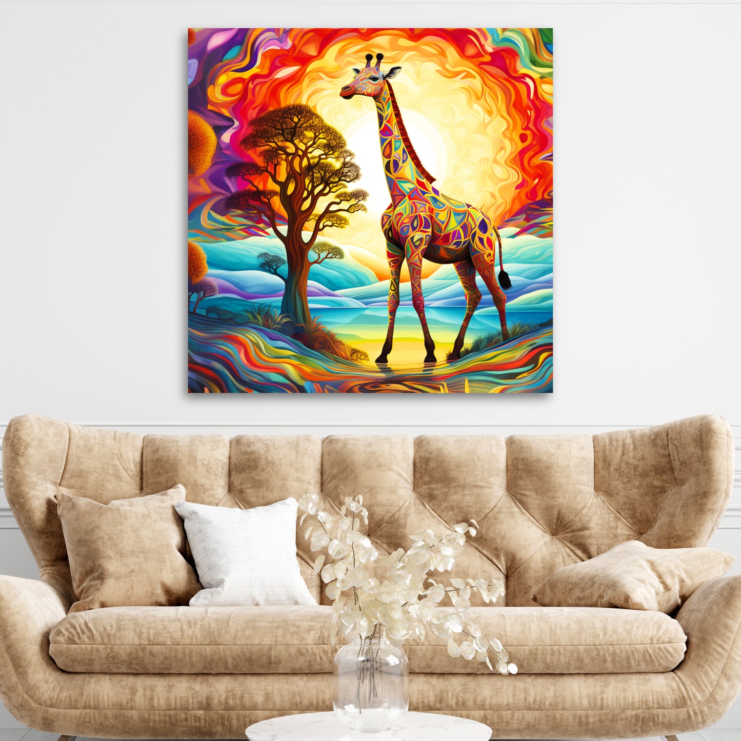 art deco giraffe wall decor painting