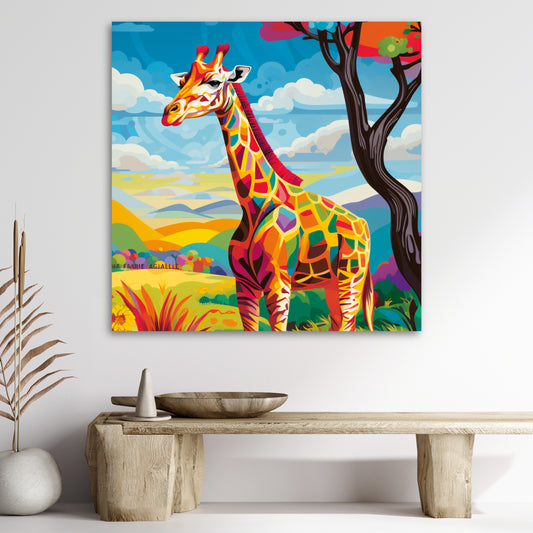 modern art giraffe wall decor painting, giraffe canvas print gift