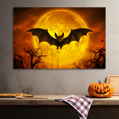 aesthetic Halloween bat wall decor, cute cartoon bat canvas print