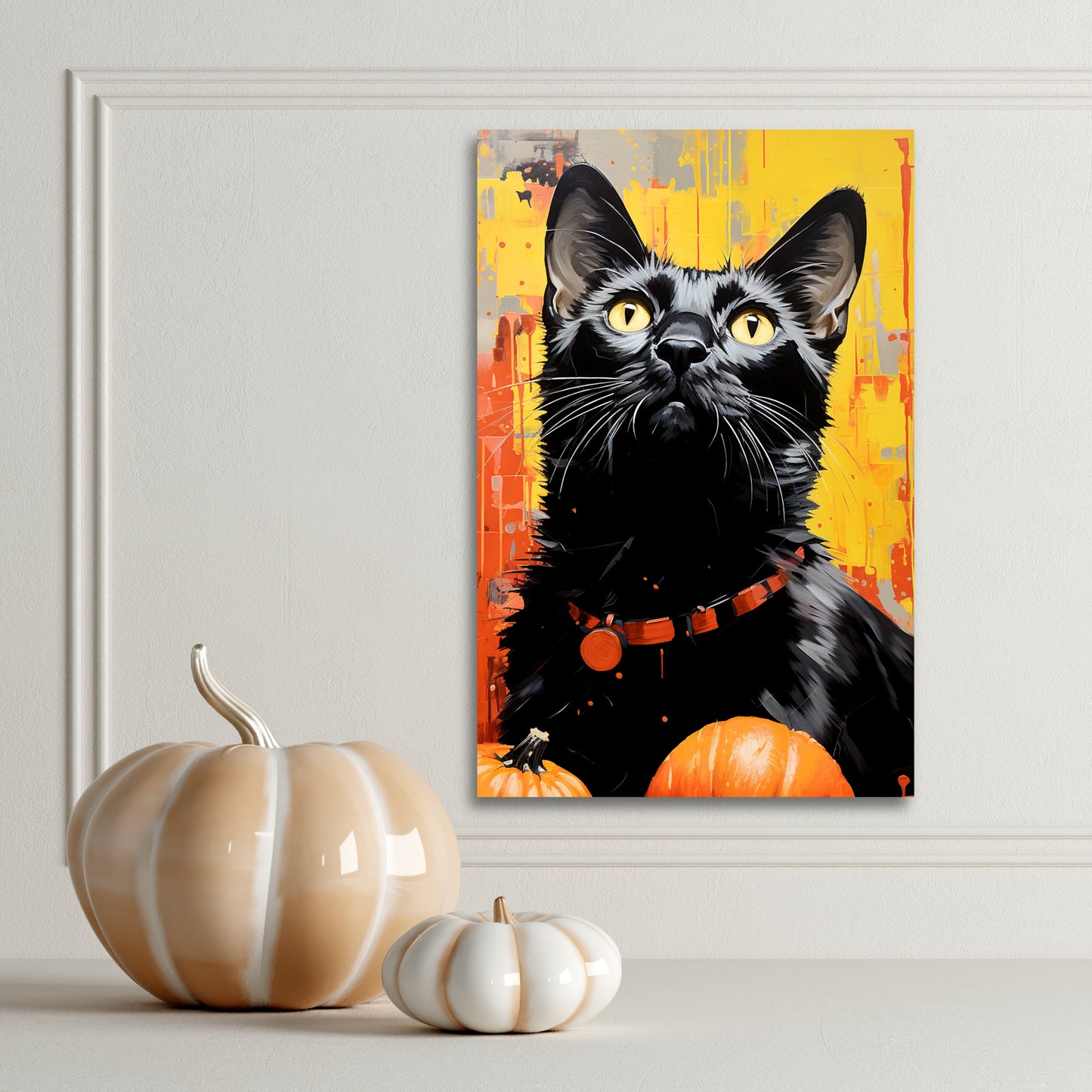 Halloween black cat Andy Warhol wall decor, Halloween Andy Warhol aesthetic black cats canvas prints
