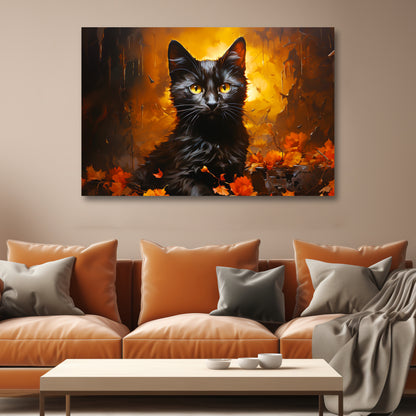 Halloween Impressionism black cat aesthetic wall decor