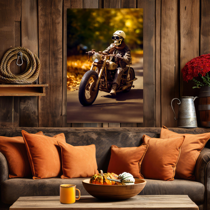 skeleton riding motorcycle aesthetic canvas print