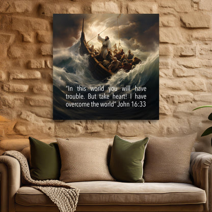 aesthetic Christian wall decor bible art painting, in this world you will have trouble art decor canvas print