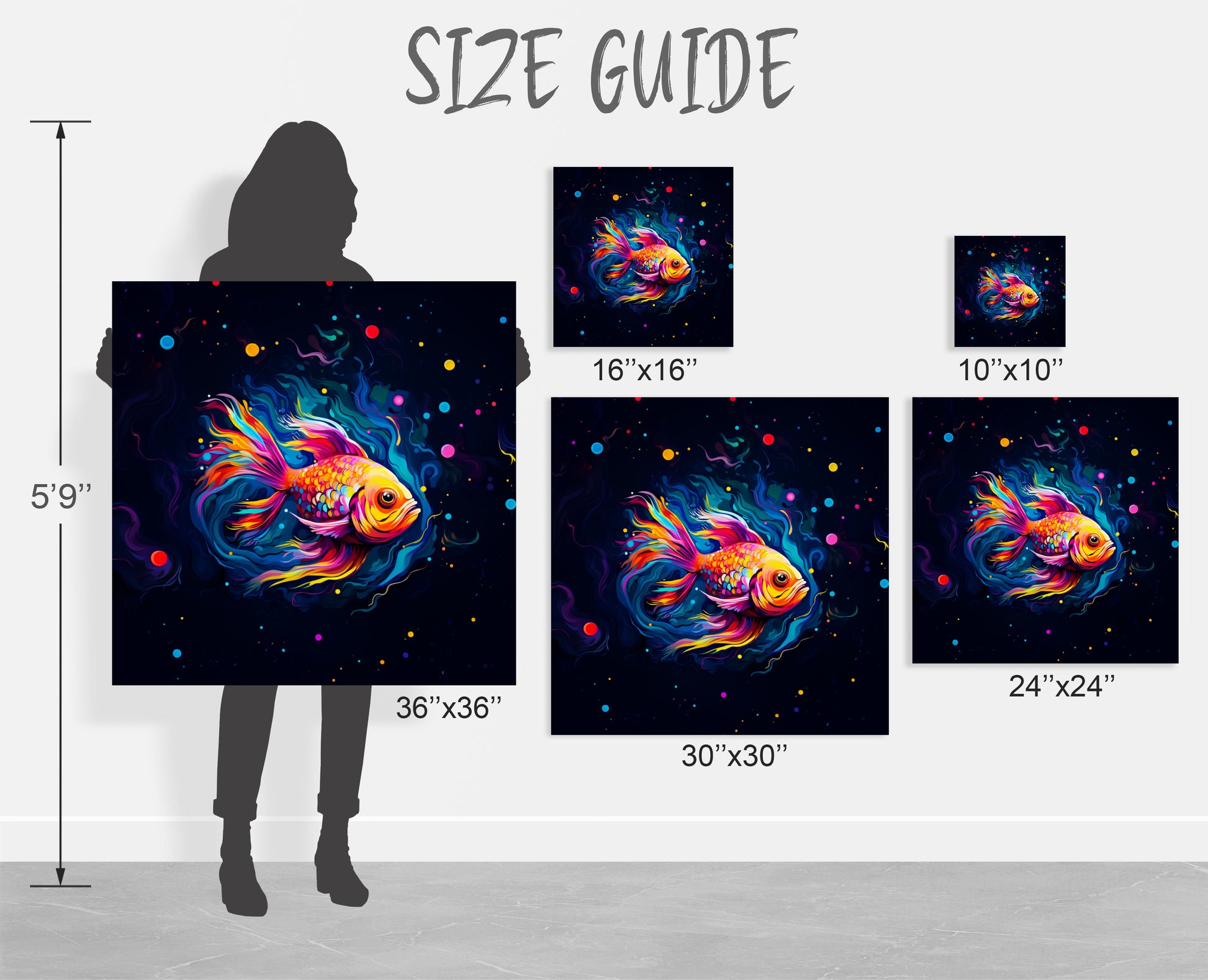 vibrant tropical fish wall art