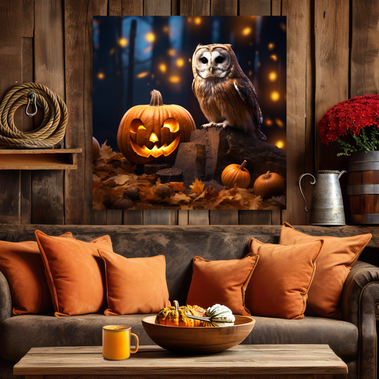 aesthetic fall owl Halloween decor, Halloween fall aesthetic wall decor