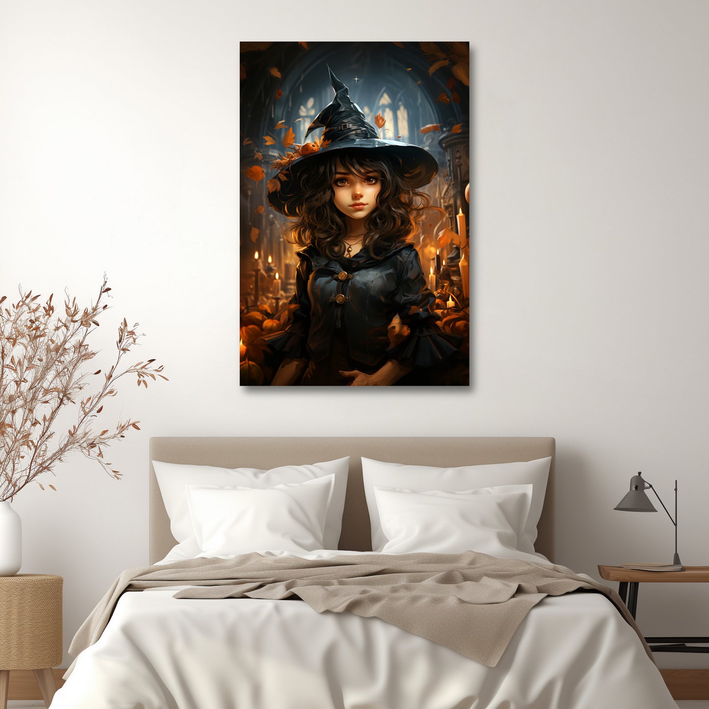 pretty animation witch canvas print, aesthetic animation witch decor