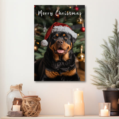 Christmas Rottweiler canvas print Merry Christmas