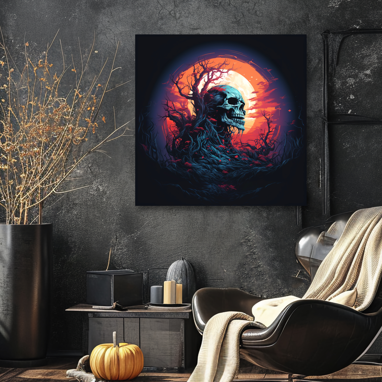 aesthetic halloween skull canvas print