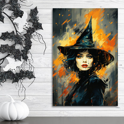 cute Pop Art witch canvas print, aesthetic witch decor pop art