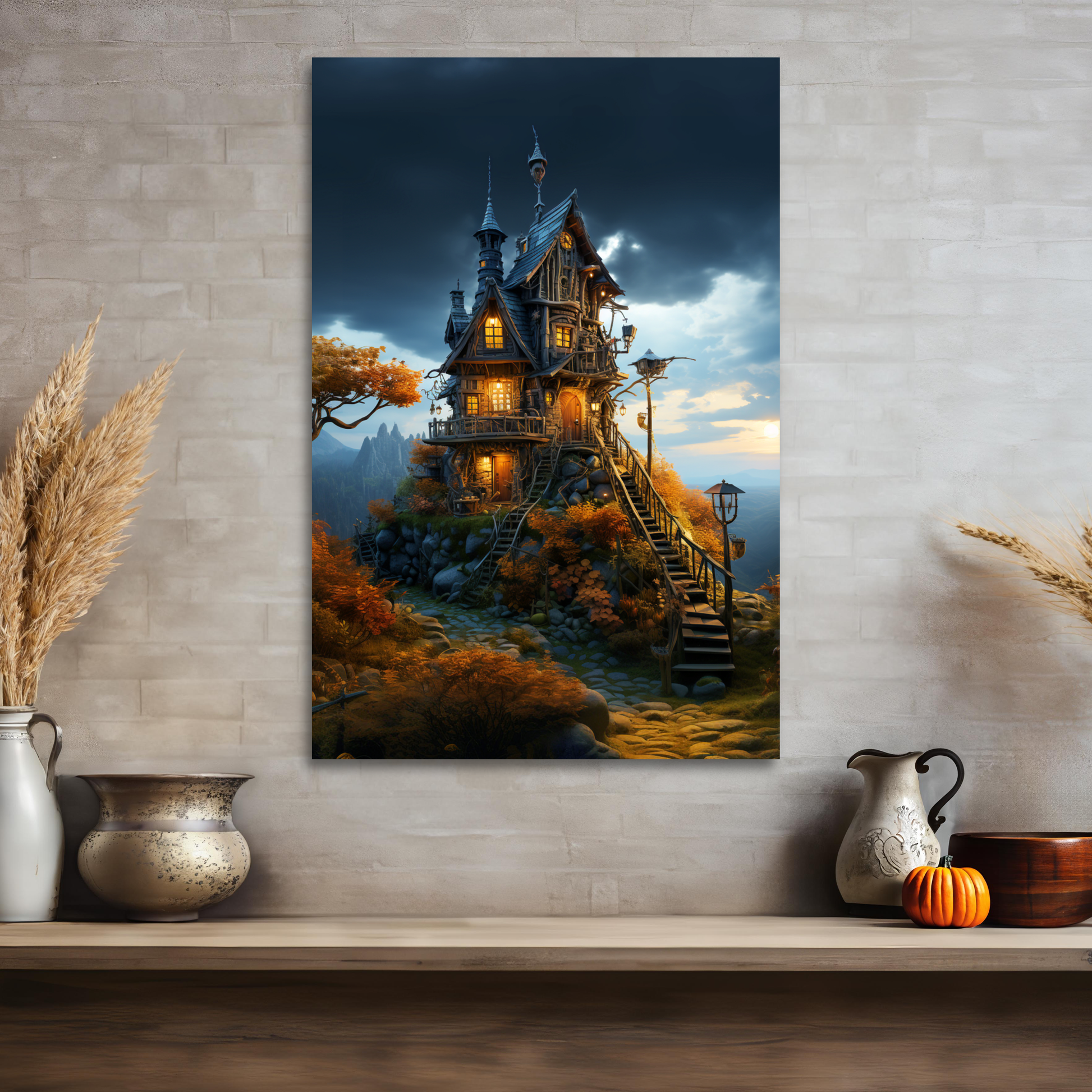 aesthetic haunted house canvas print