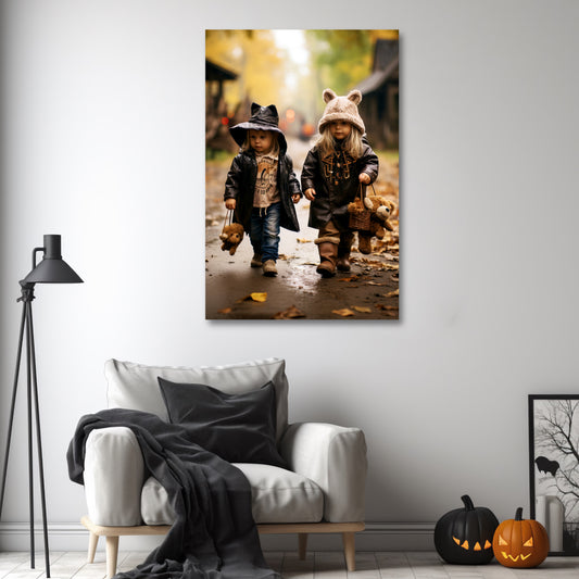 aesthetic trick-or-treaters wall decor art canvas prints