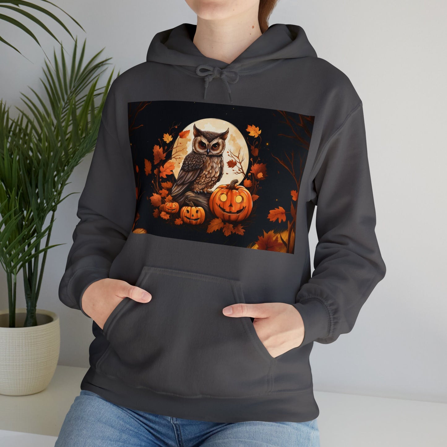 Owl and Pumpkin Halloween Hoodie Men's Women's Black Grey White Small Medium Large XL XXL XXL Halloween Hooded Sweatshirts